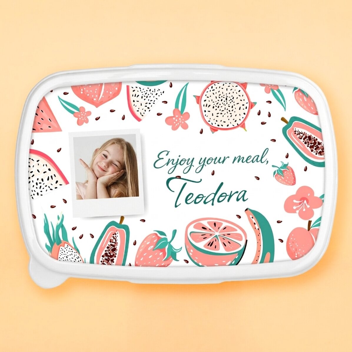 Fiambrera, fiambrera personalizada con una foto y un mensaje - Fruta