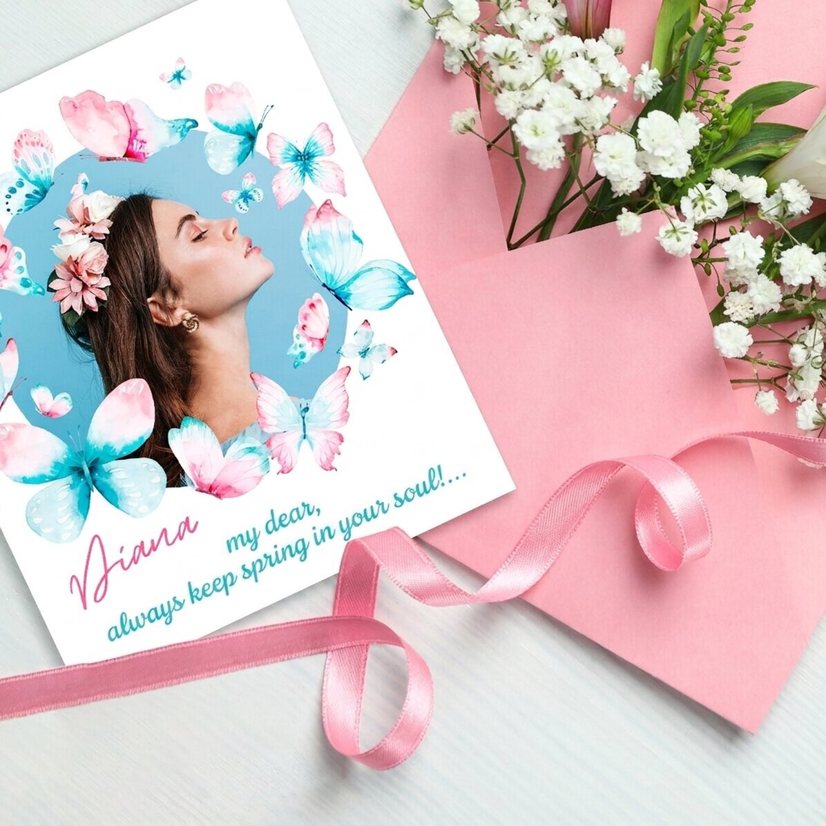 Foto personalizada de 10 x 12 cm con texto - Mariposas