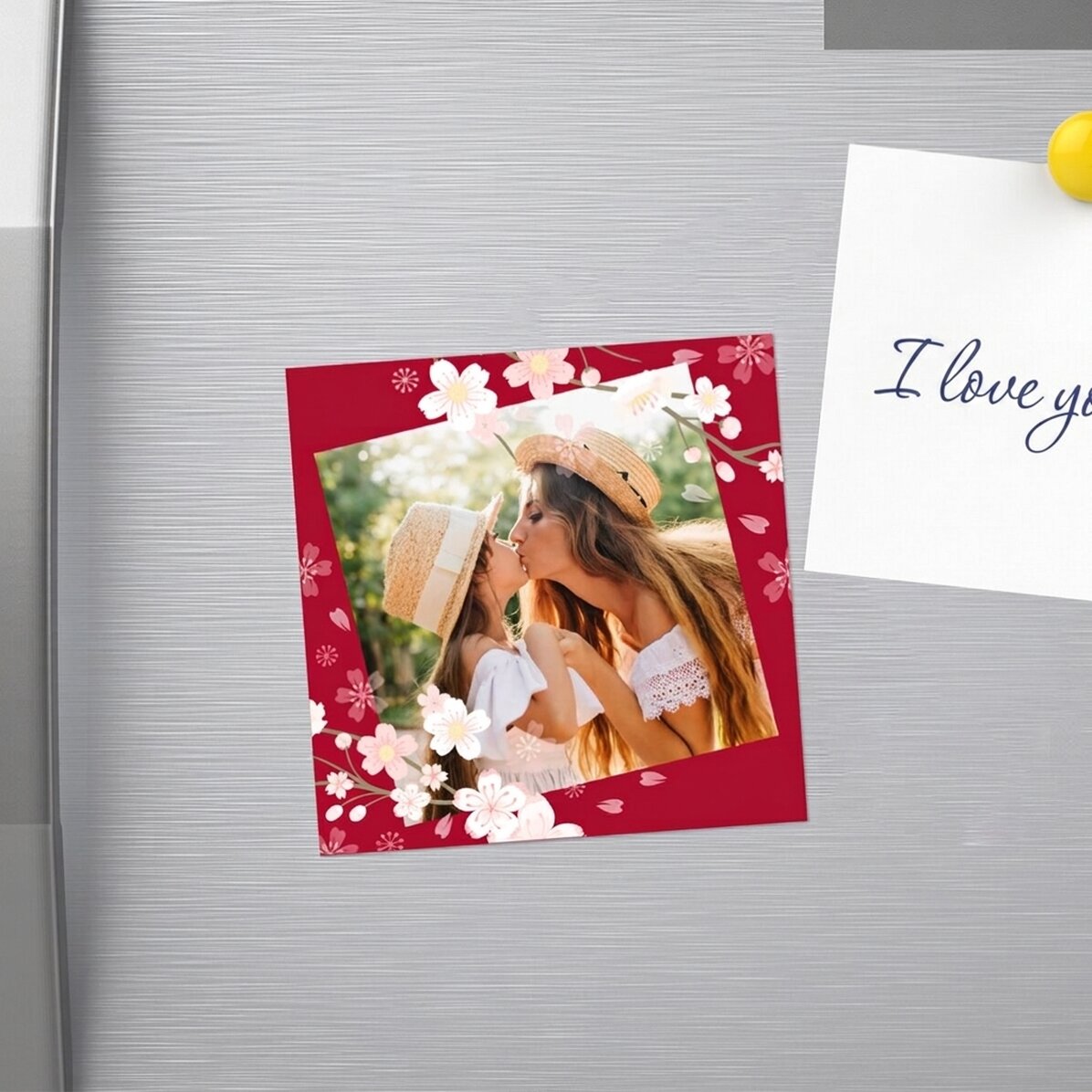 Iman de 10x10 personalizado con una foto - Flores de cerezo