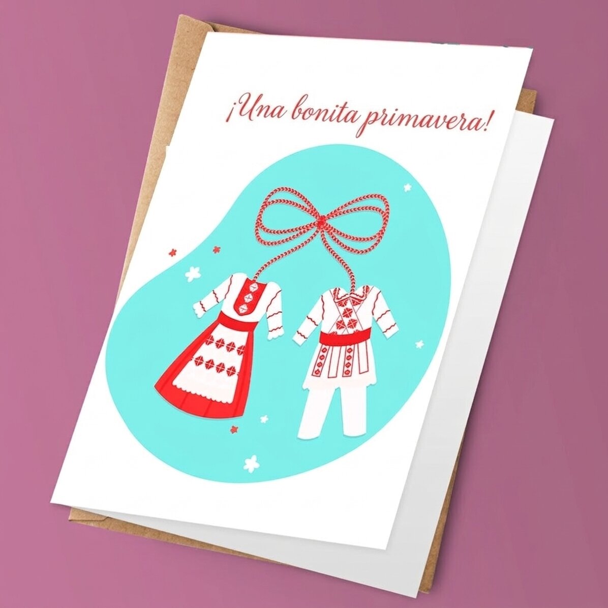 Tarjeta de felicitación personalizada con mensaje: ¡Que tengas una bonita primavera!