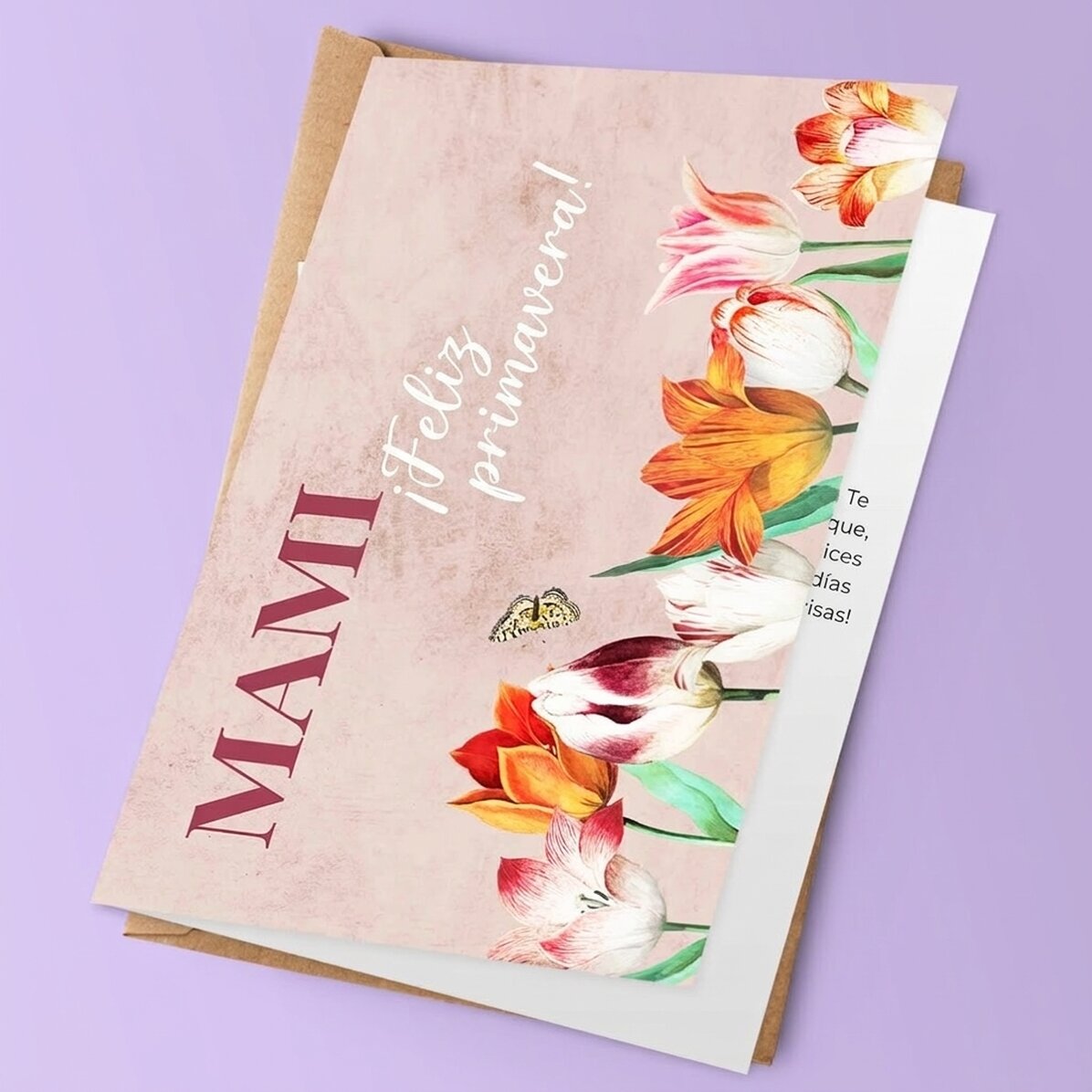 Tarjeta de felicitación personalizada con texto - Tulips