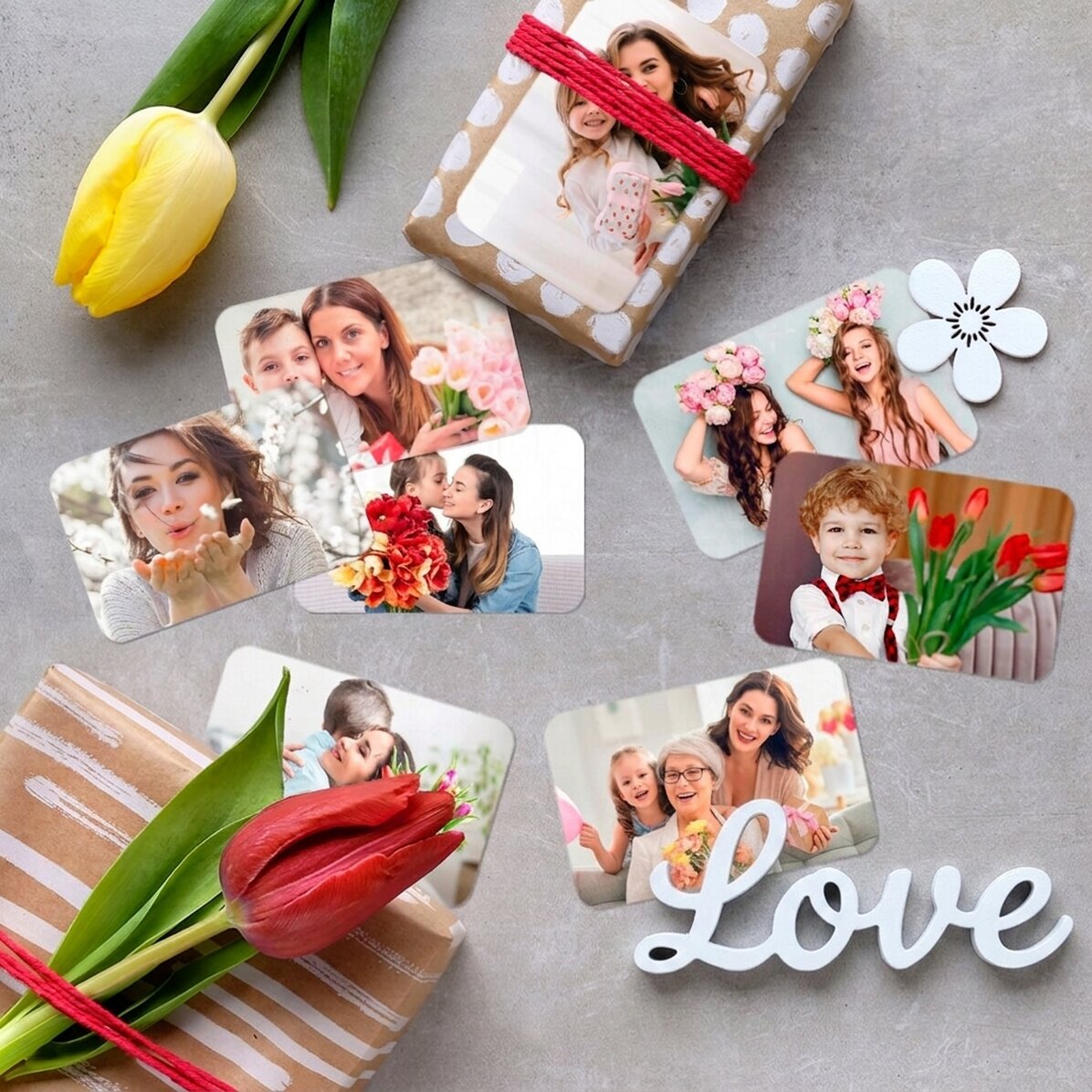 Lote de 8 pegatinas (etiquetas autoadhesivas) personalizadas con fotos
