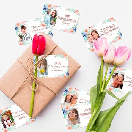 Lote de 8 pegatinas (etiquetas autoadhesivas) personalizadas con fotos y mensajes - Primavera