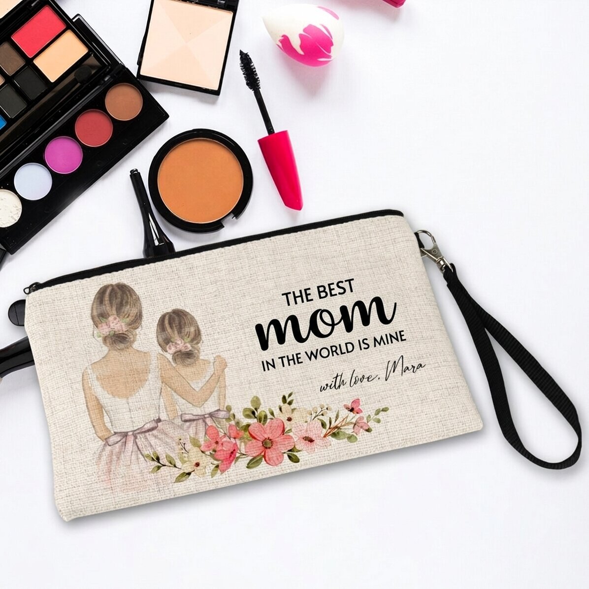 Estuche de maquillaje personalizado con la inscripción «Mamá»