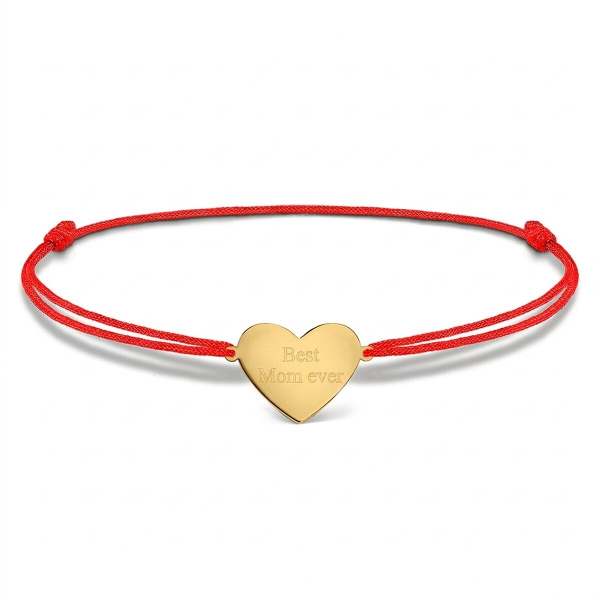 Pulsera con cordón personalizada - corazón de 15 x 13 mm - plata de ley 925 - La mejor madre