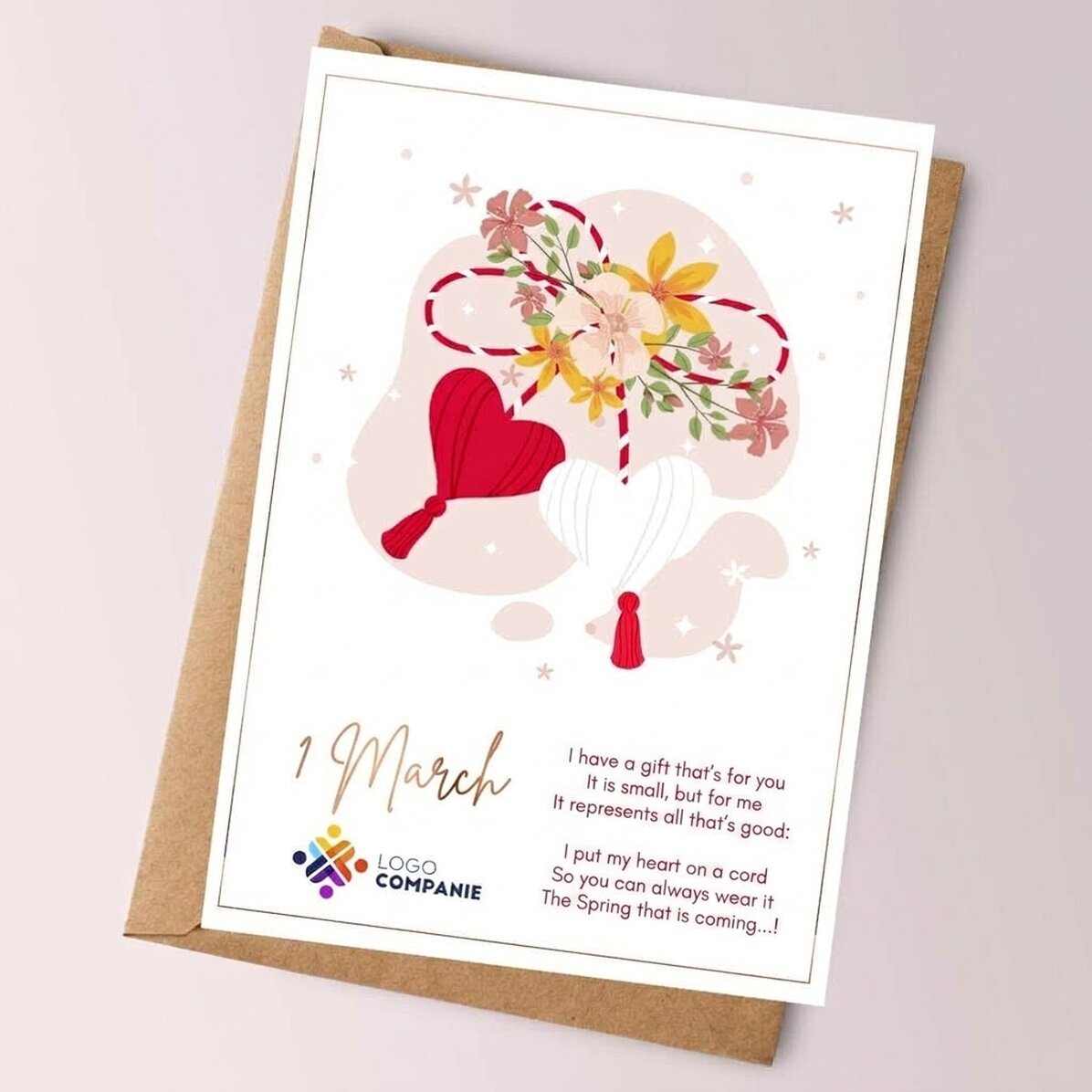Tarjeta personalizada con texto y logotipo - Hermosa primavera