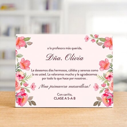 Marco de fotos de escritorio personalizado con un mensaje para la profesora