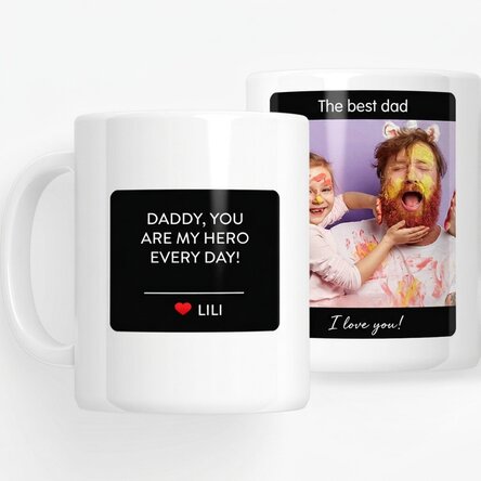 Taza personalizada con texto y foto - Mi héroe