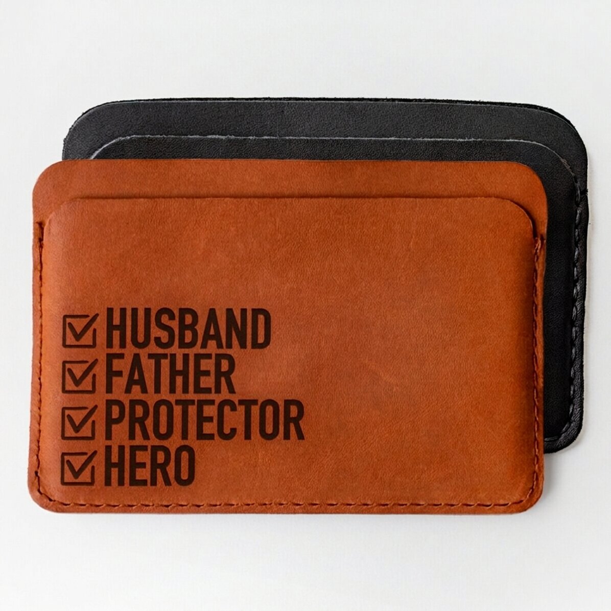Cartera de piel personalizada con texto - HERO