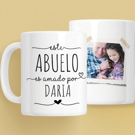 Taza personalizada con texto y foto: «Mi querido abuelo»