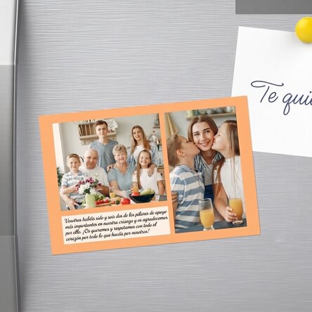 Iman personalizado de 10 x 15 cm con texto y 2 fotos - ¡Gracias!