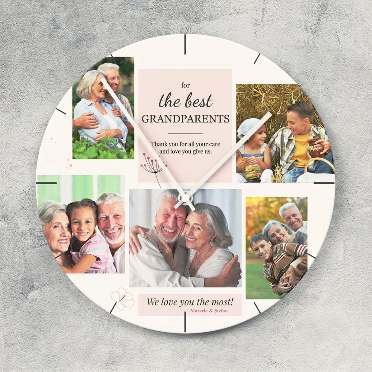 Reloj personalizado con 5 fotos: «Los mejores abuelos»