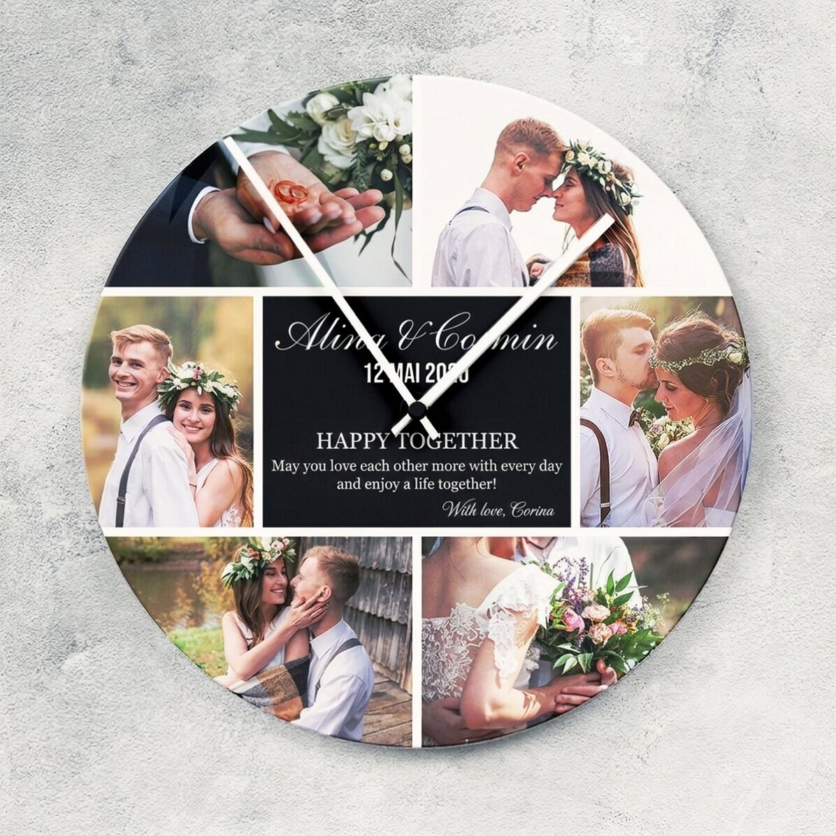 Reloj personalizado con 6 fotos y un mensaje - Momentos