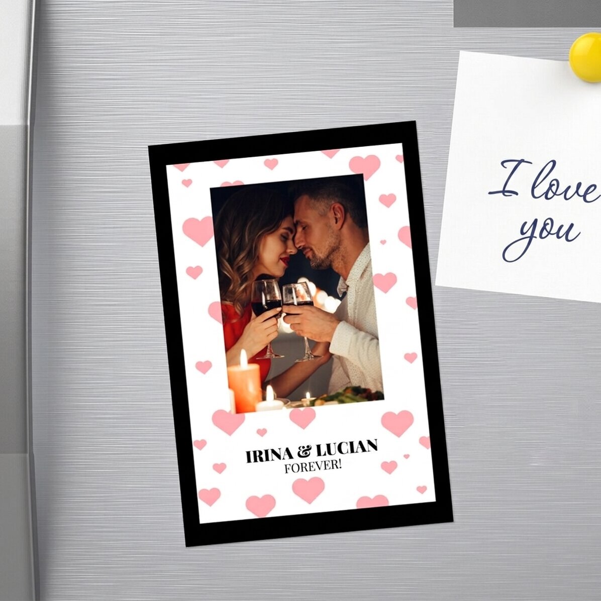 Iman personalizado de 10 x 15 cm con texto y foto: ¡Para siempre!