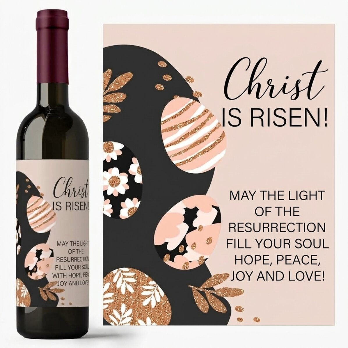 Vino personalizado con texto - Huevos de Pascua