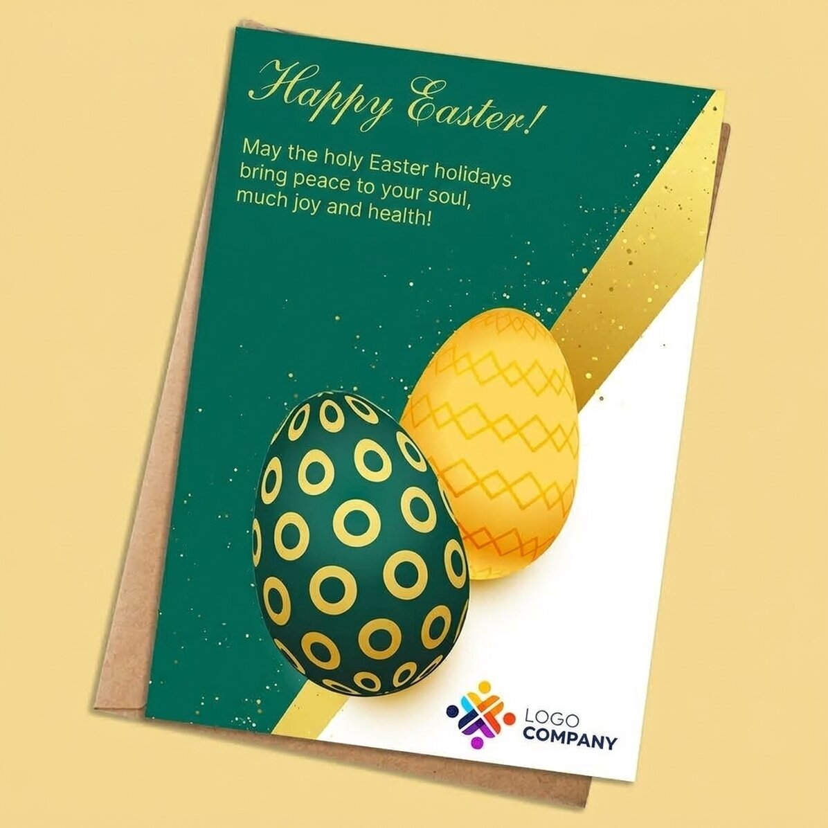 Tarjeta personalizada con texto y logotipo - Pascua