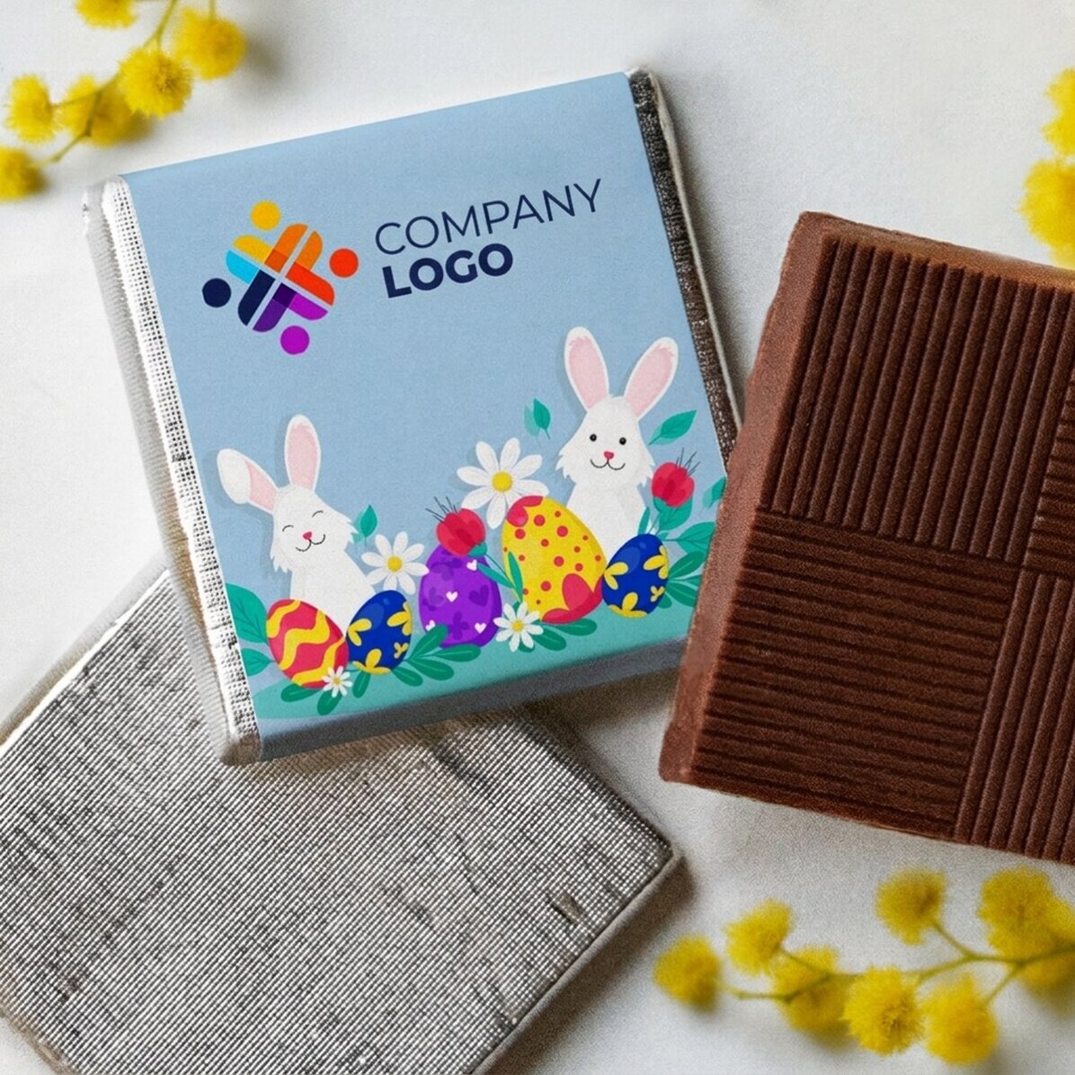 Mini bombón personalizado con logotipo - ¡Feliz Pascua!