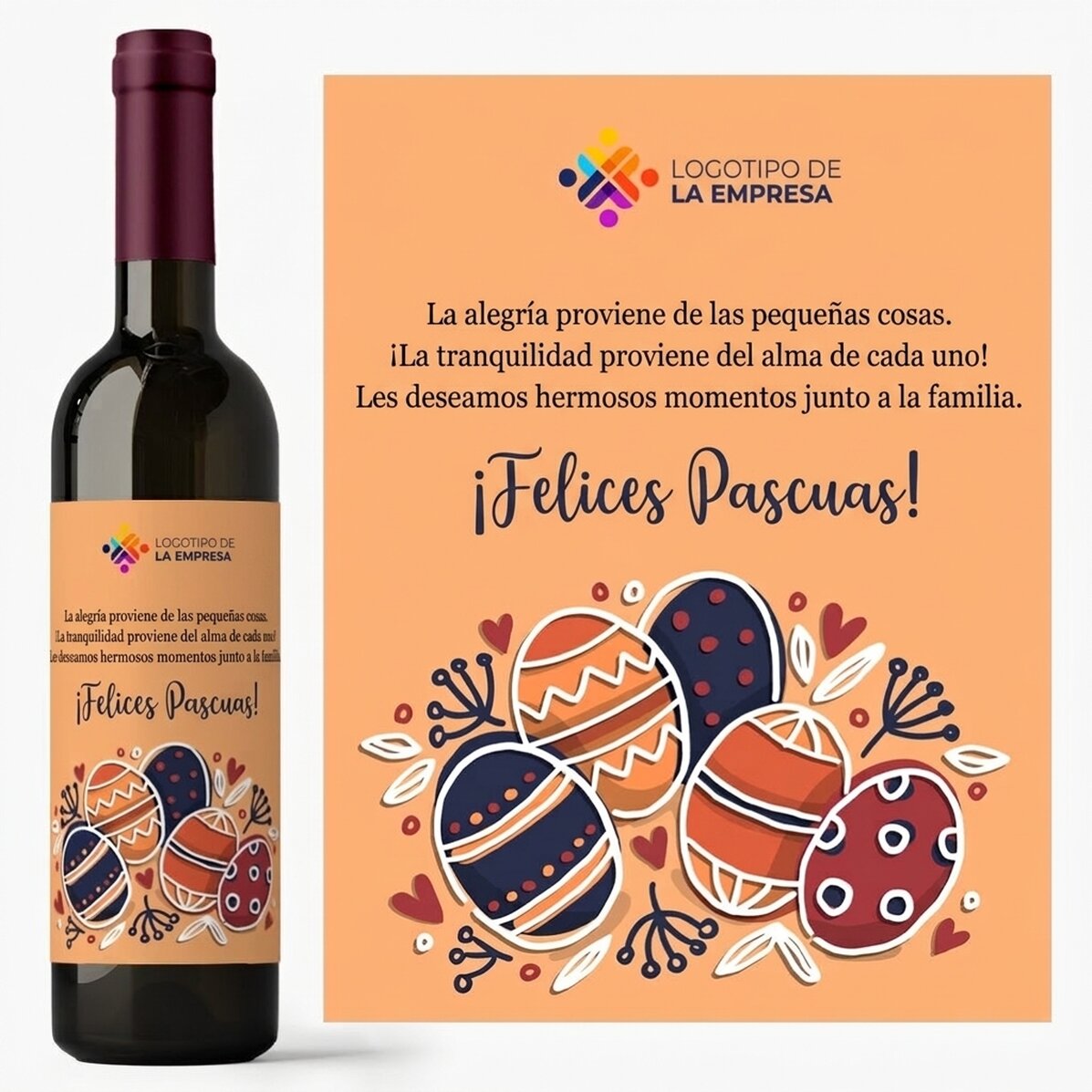 Vino personalizado con texto y logotipo para Semana Santa