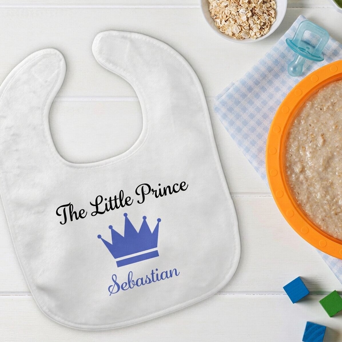 Babero para bebé personalizado con nombre - Corona
