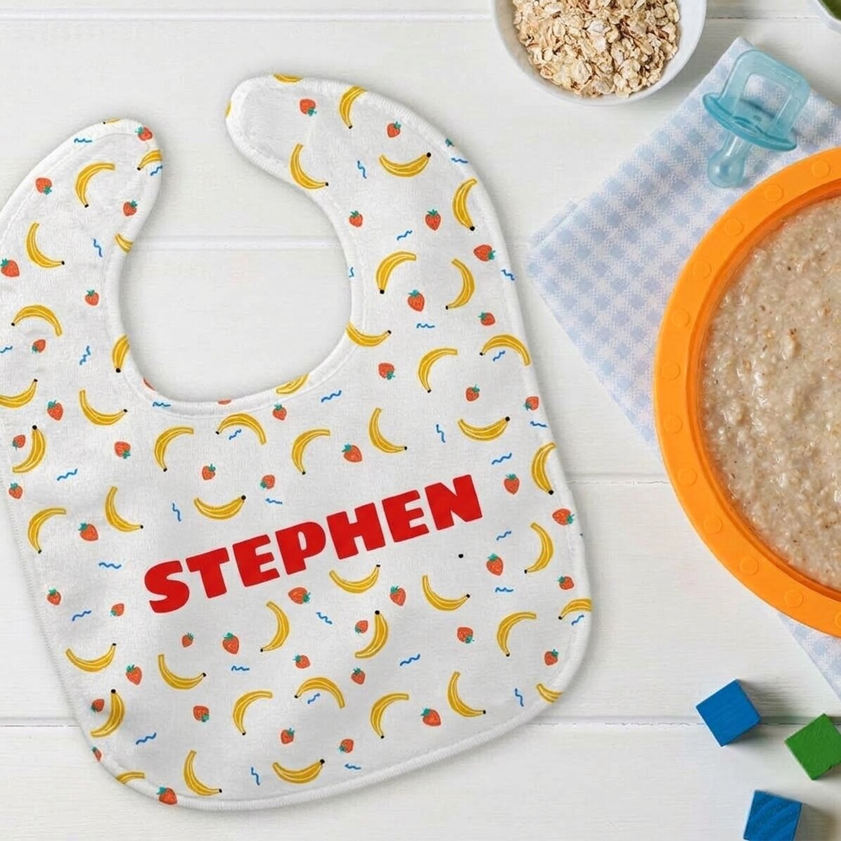 Babero para bebé personalizado con nombre - Plátano