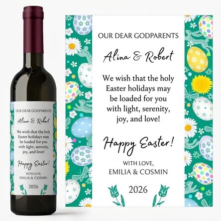Vino personalizado con texto: mensaje de Pascua