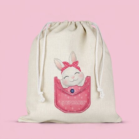 Bolsita para regalos/guardería personalizada con nombre - Conejito