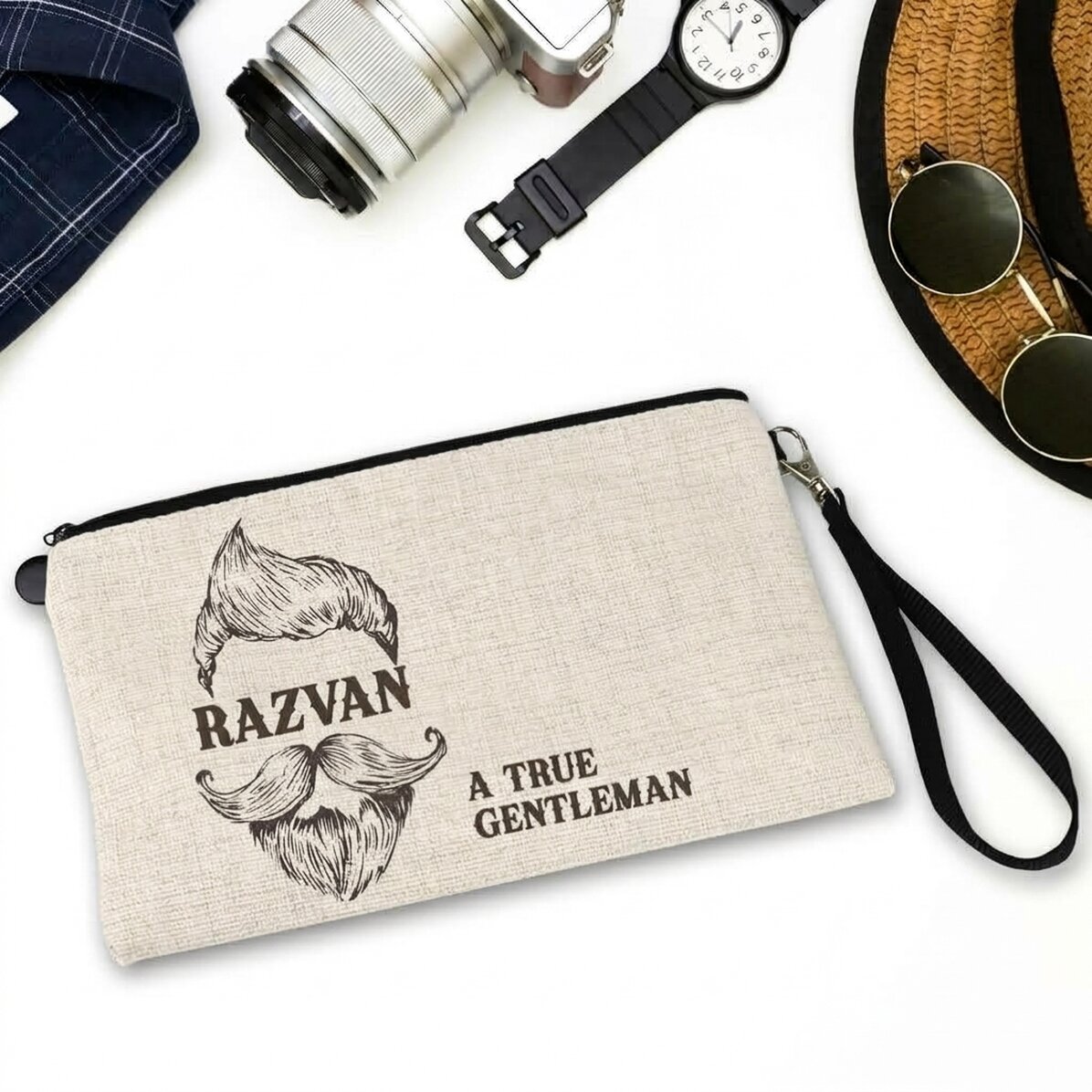 Set de accesorios para hombre personalizado con texto: «Gentleman»