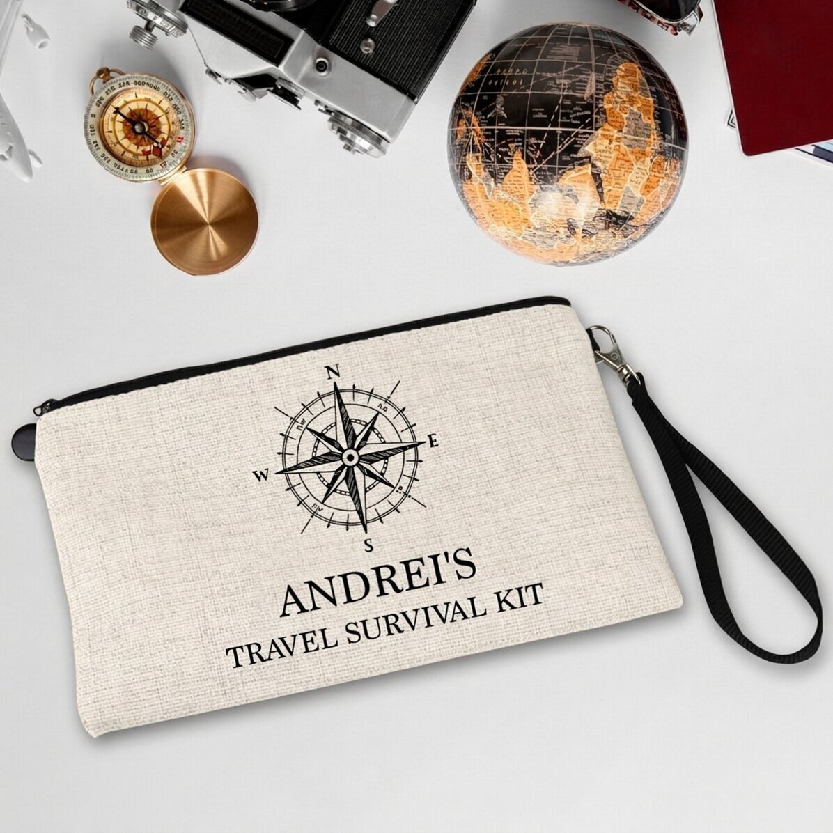 Set de accesorios para hombre personalizado con texto - Kit de supervivencia para viajes