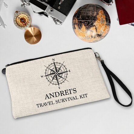 Set de accesorios para hombre personalizado con texto - Kit de supervivencia para viajes