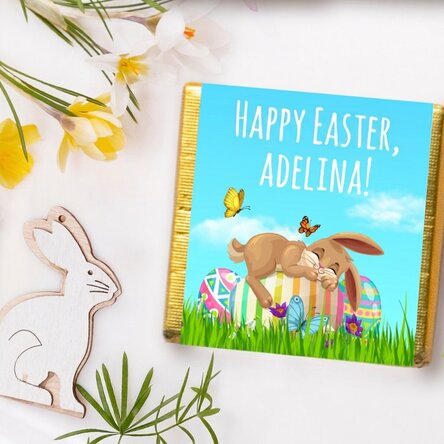 Mini bombón personalizado con un mensaje de Pascua