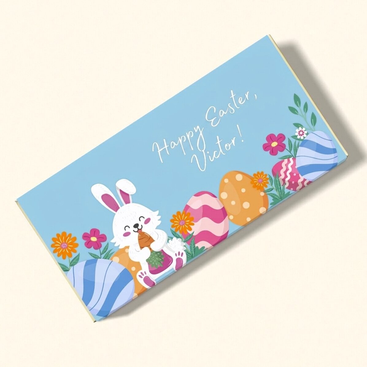 Chocolate personalizado con mensaje: ¡Feliz Pascua!