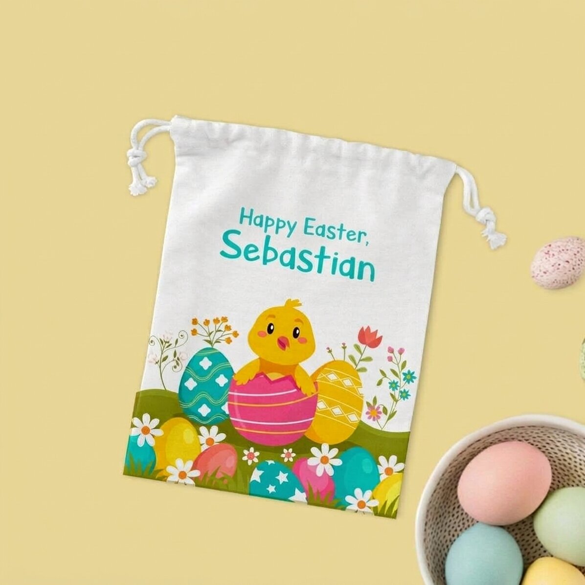 Bolsita pequeña para regalos personalizada con texto - Pascua