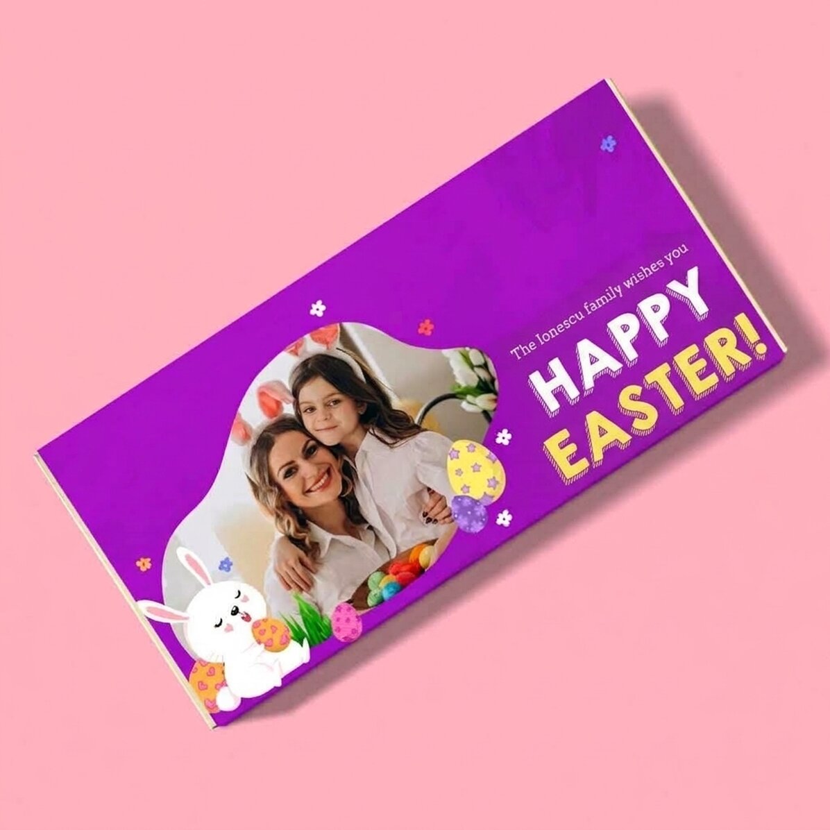 Chocolate personalizado con texto y foto - Conejito