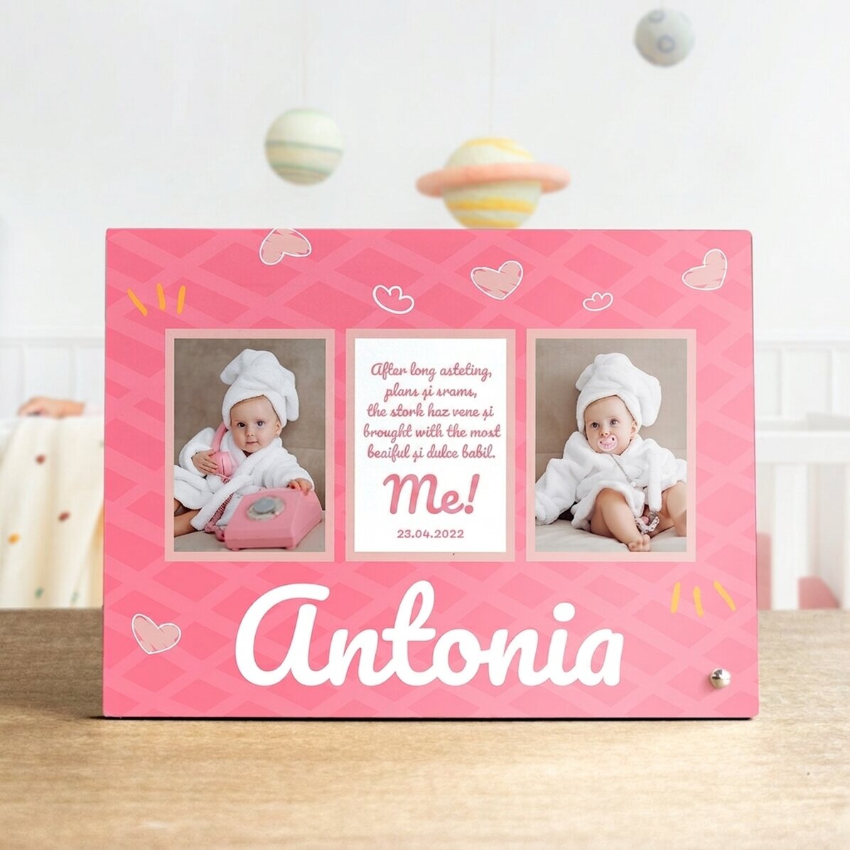 Marco de fotos personalizado con 3 fotos y texto para niños - El más bonito