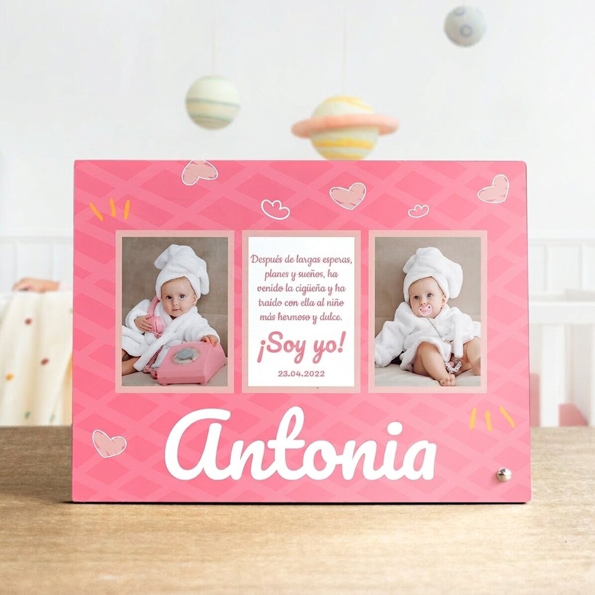 Marco de fotos personalizado con 3 fotos y texto para niños - El más bonito