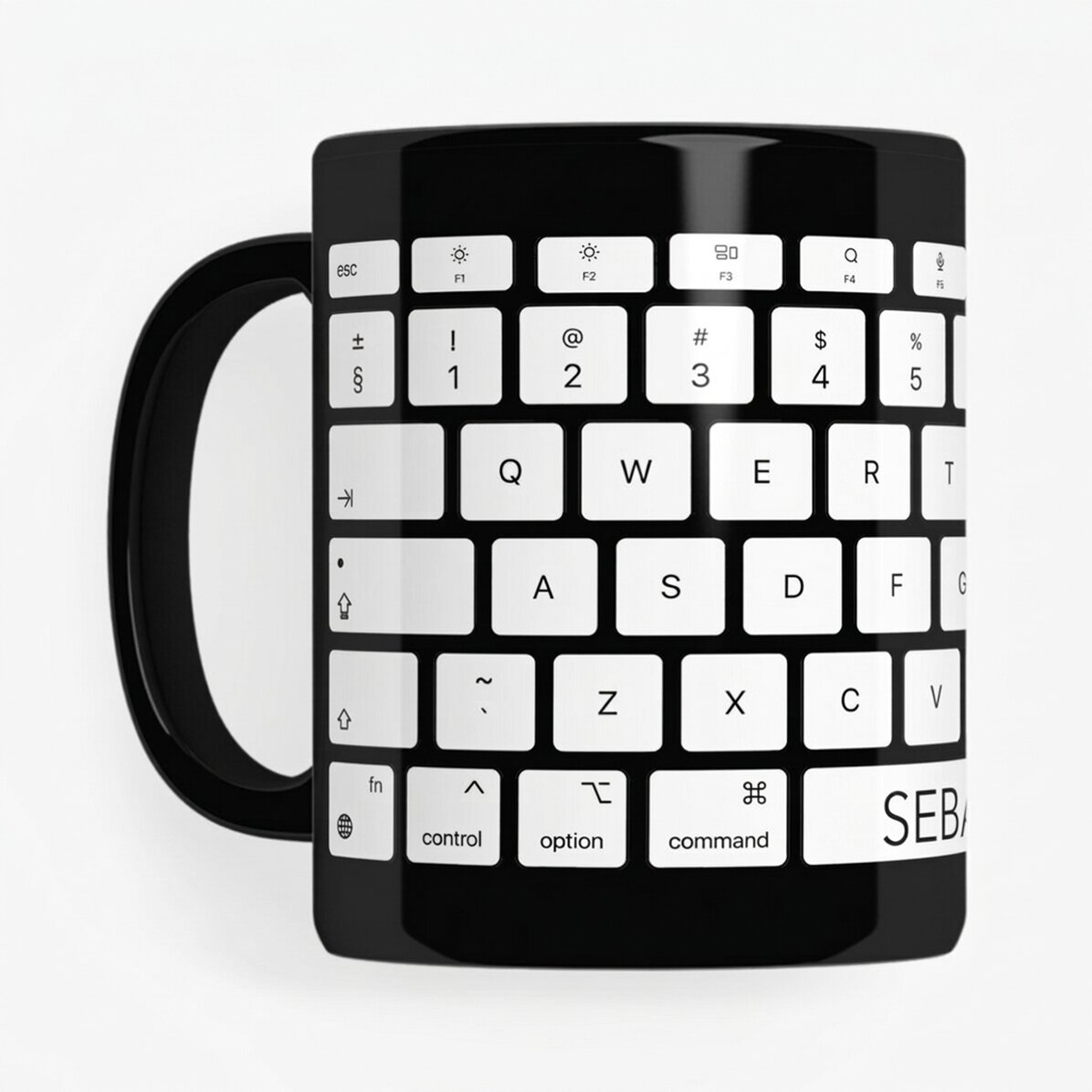Taza negra personalizada con texto para programadores y trabajadores de oficina