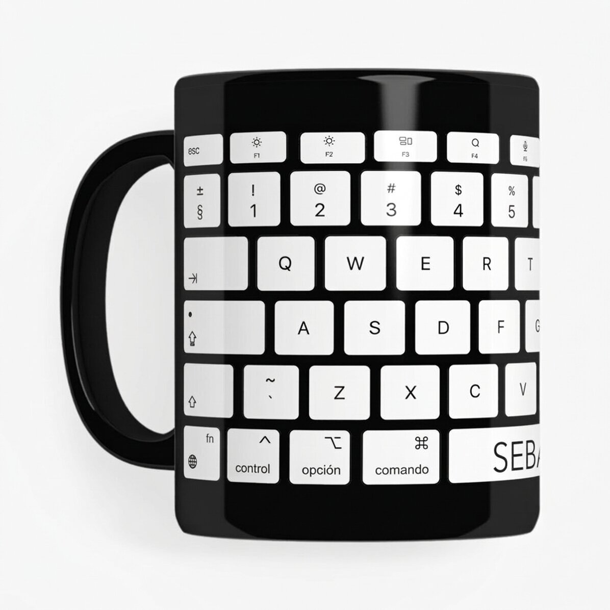Taza negra personalizada con texto para programadores y trabajadores de oficina