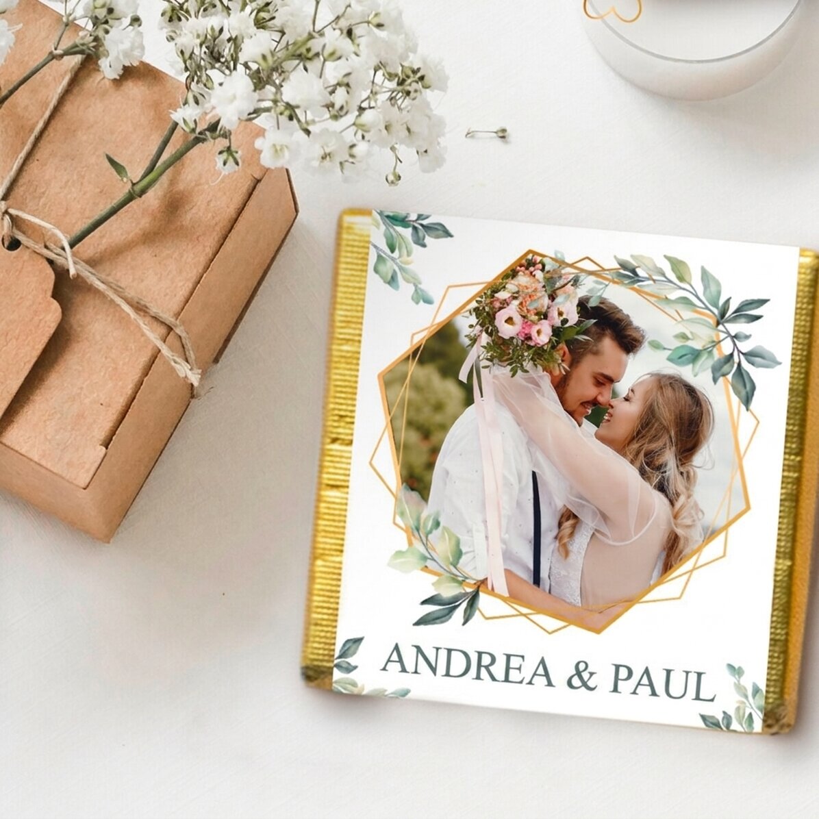 Mini tableta de chocolate personalizada con foto y texto - Elegance
