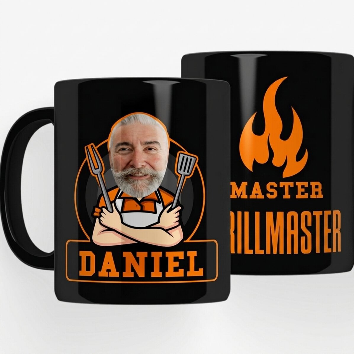 Taza negra personalizada con texto para los amantes de la barbacoa