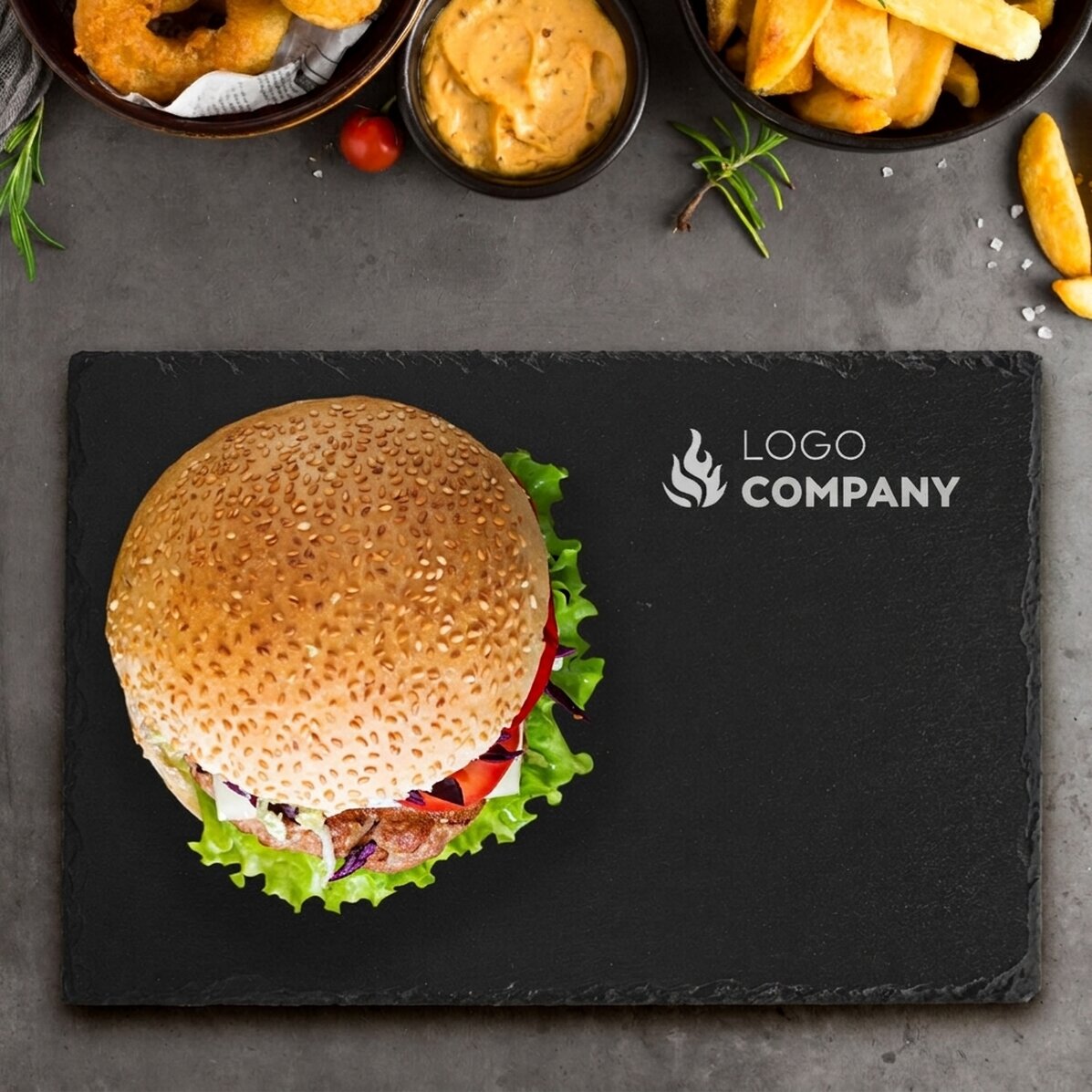 Placa de pizarra grabada - Personalizada con logotipo