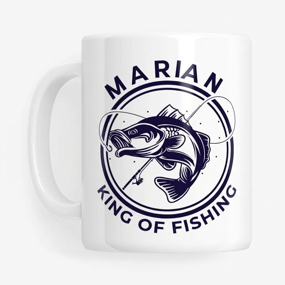 Taza personalizada con texto y nombre - El rey de la pesca