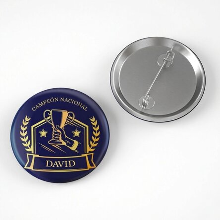 Chapa personalizada con texto para campeones