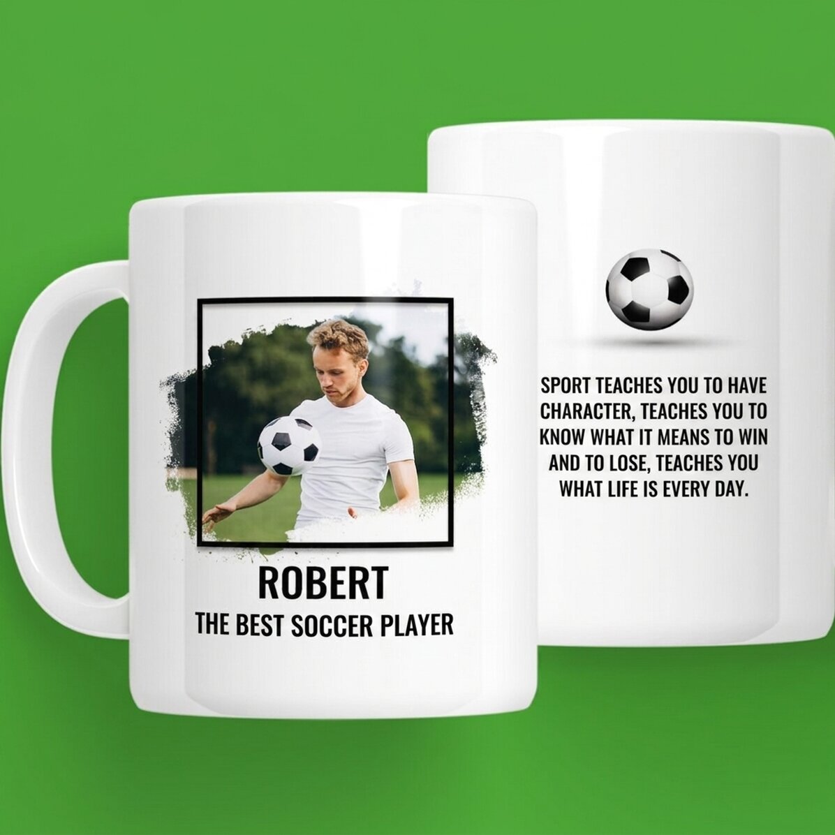 Taza personalizada con foto y texto - FÚTBOL
