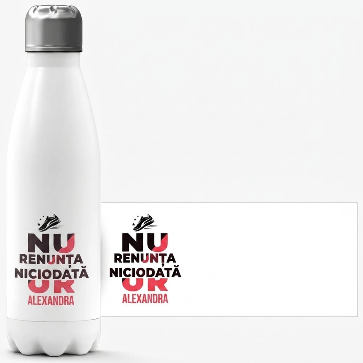 Término con base blanca personalizado con nombre - Never give up
