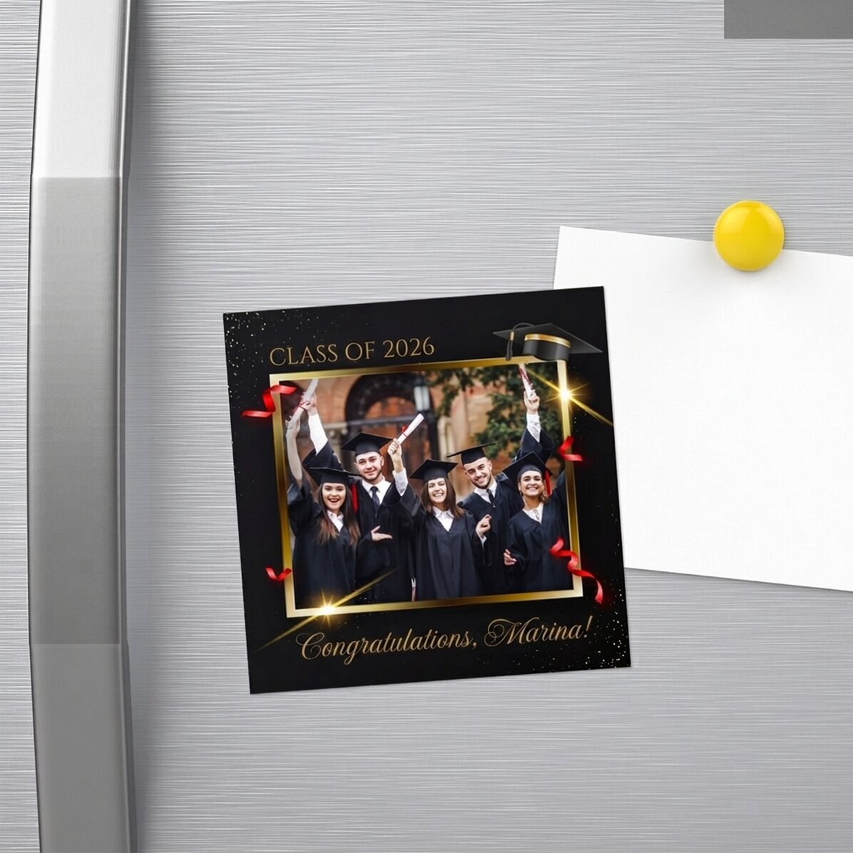 Imán personalizado de 10x10 con foto y texto - Graduación