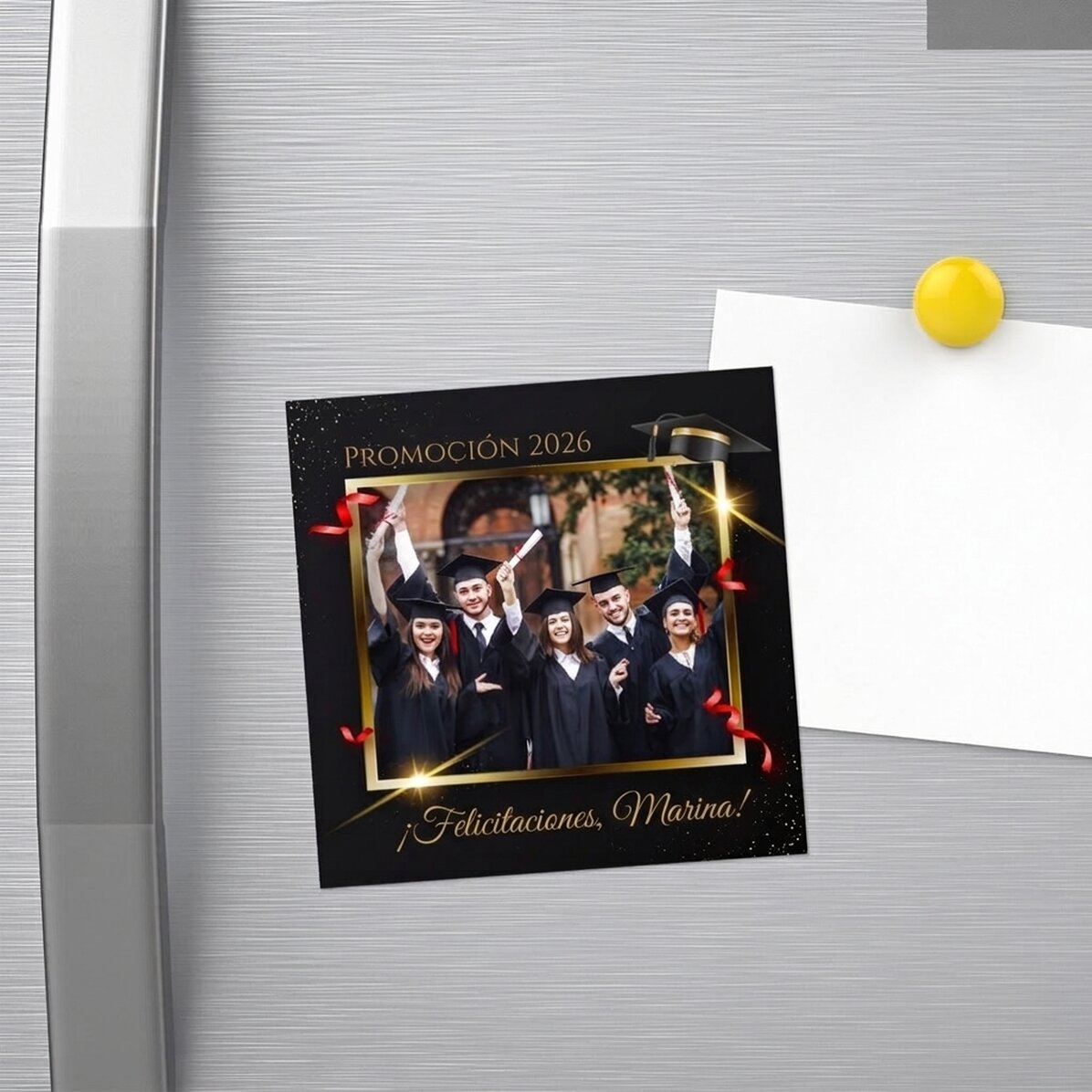 Imán personalizado de 10x10 con foto y texto - Graduación