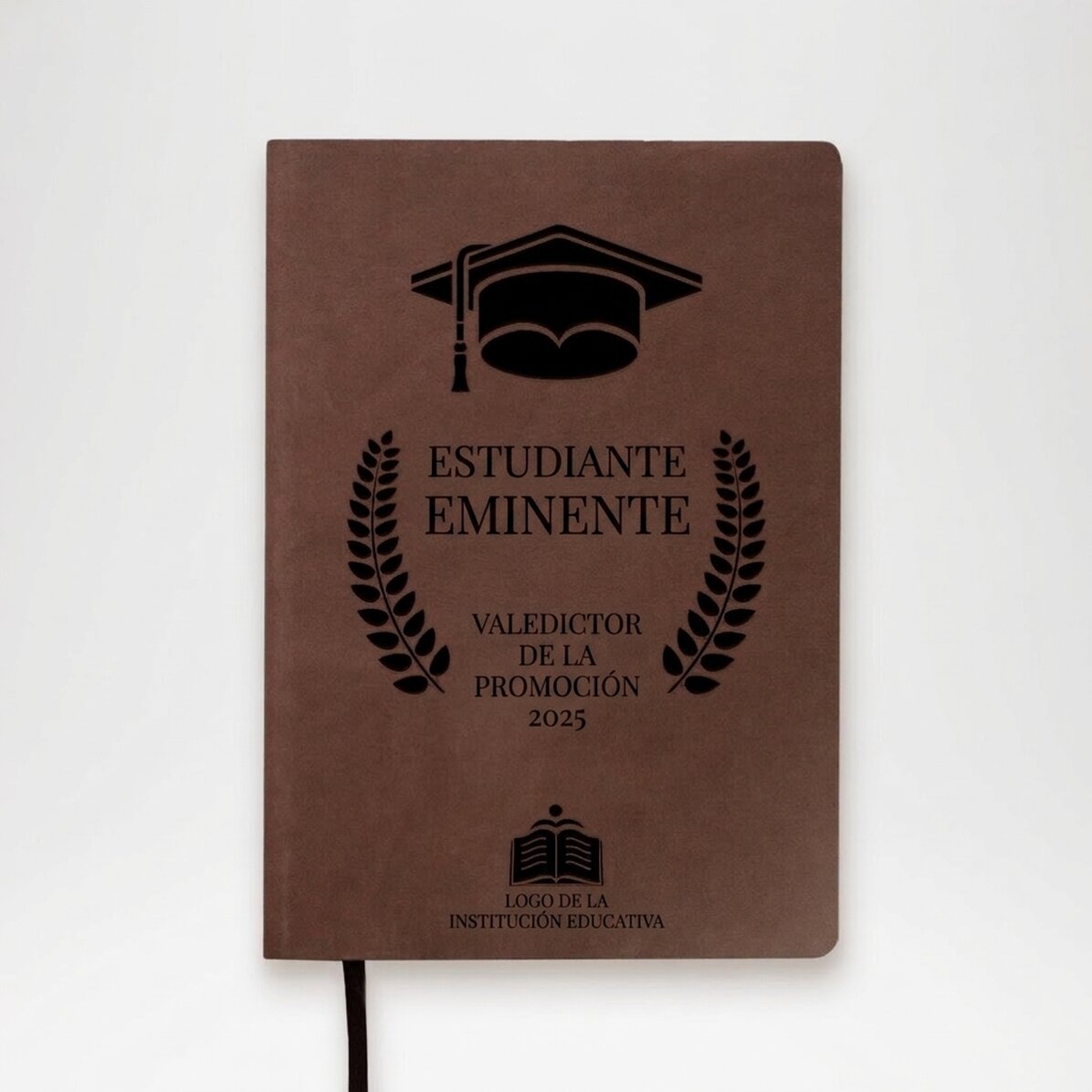Agenda de piel personalizada con texto y logotipo - Graduación