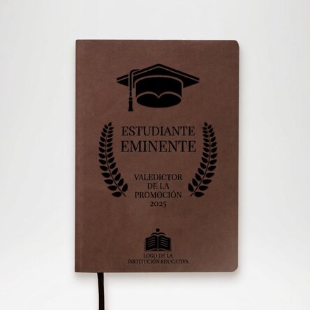 Agenda de piel personalizada con texto y logotipo - Graduación