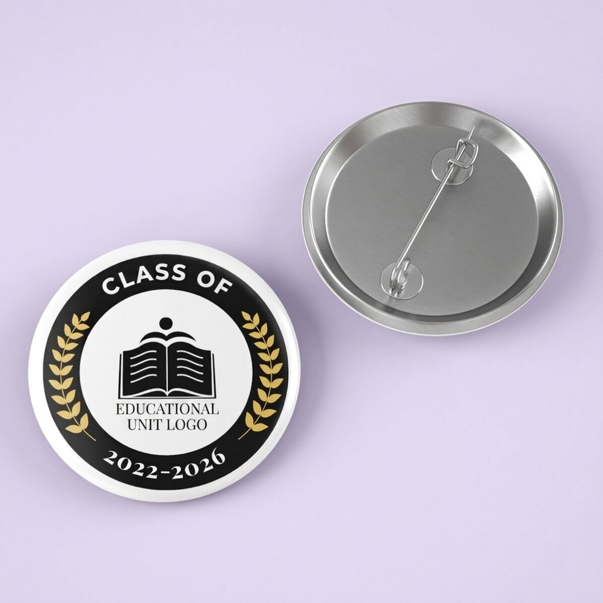 Insignia personalizada con texto y logotipo para la graduación