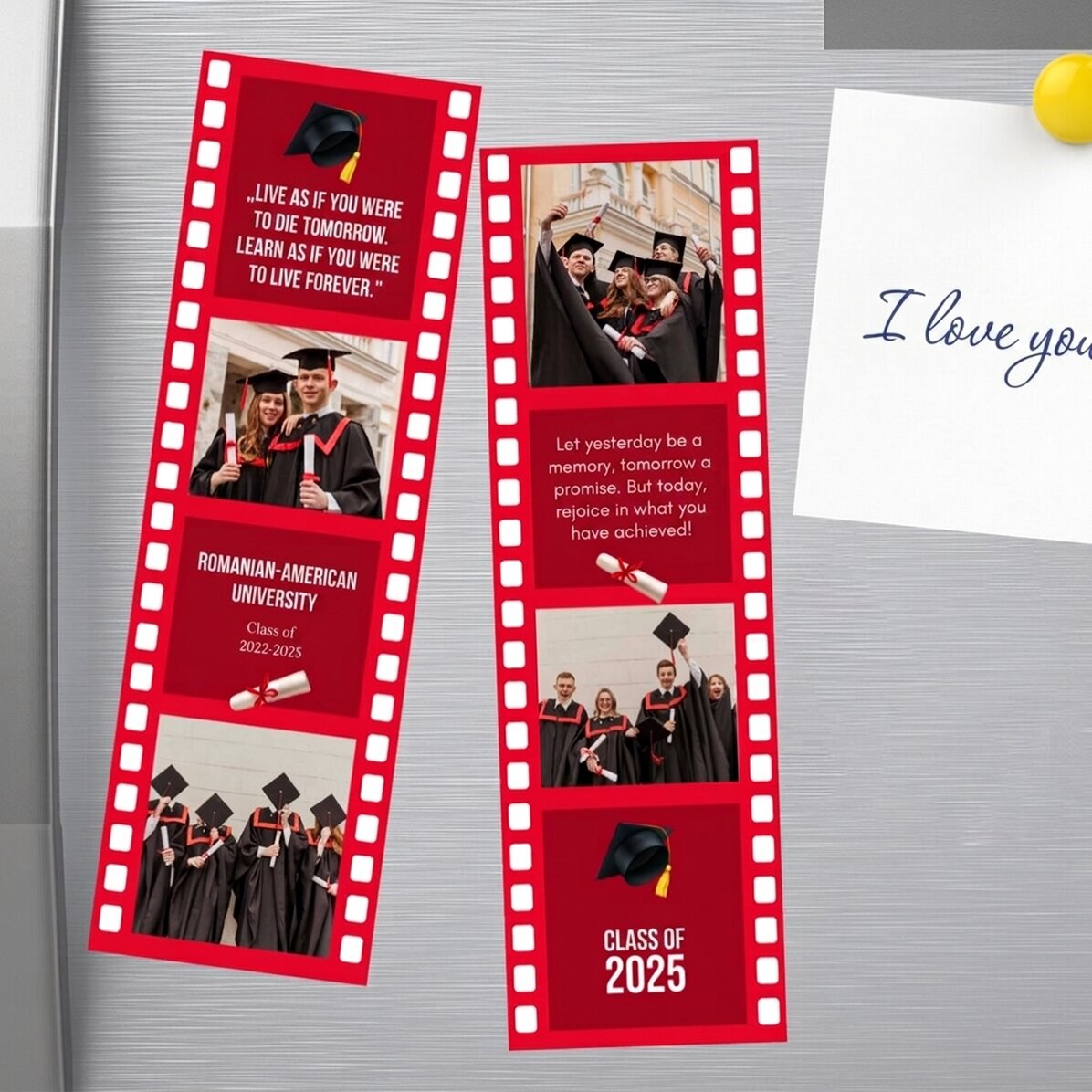 Lote de 2 imanes personalizados con fotos y texto para la graduación